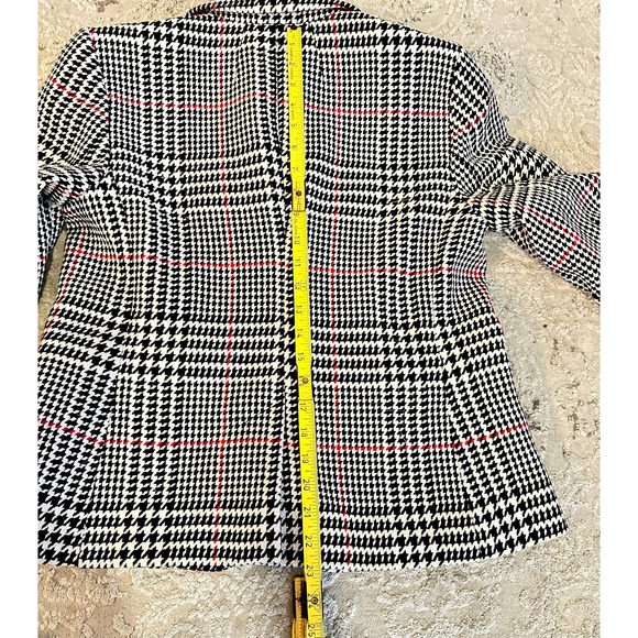 Talbots Wool Blend Black White Houndstooth Jacket Sz 10 - Picture 12 of 13